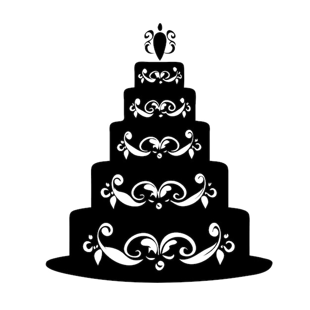 Vector wedding cake silhouette cake icon for app and website