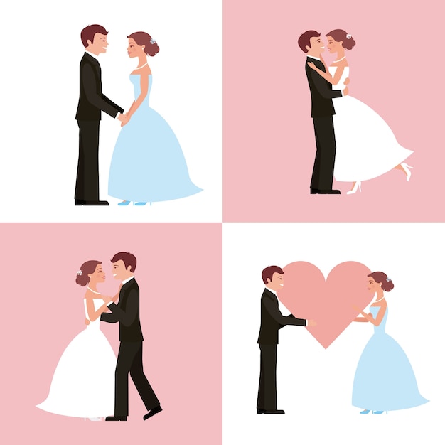 Wedding card bride and groom set