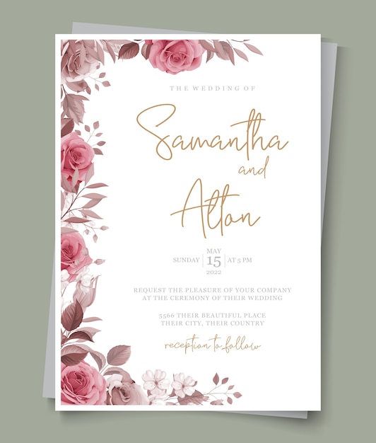 Концепция свадебной открытки с элегантным цветочным орнаментом