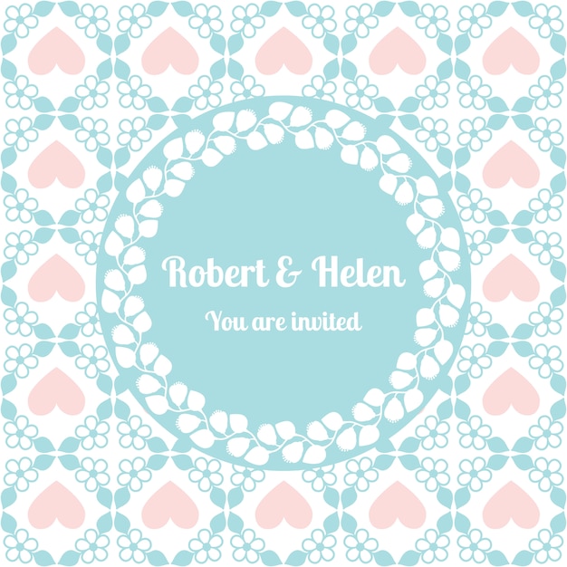 Vector wedding card cute pattern with floral frame