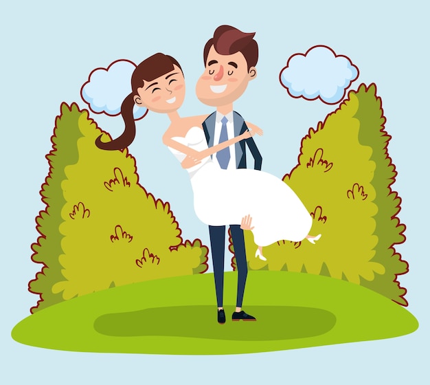 Vector wedding card design cartoon