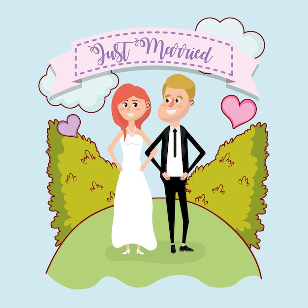 Vector wedding card design cartoon