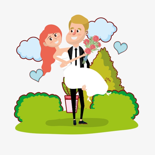 Wedding card design cartoon