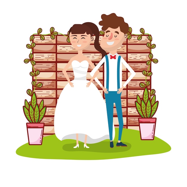 Vettore cartone animato di progettazione di carta di nozze