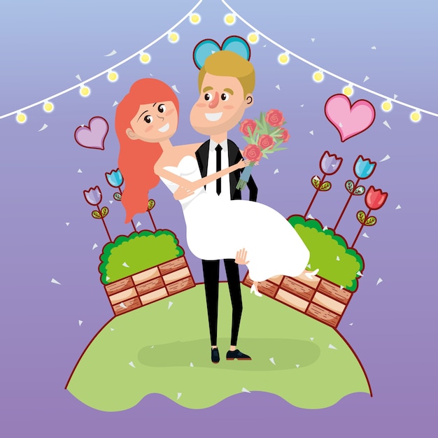 Wedding card design cartoon