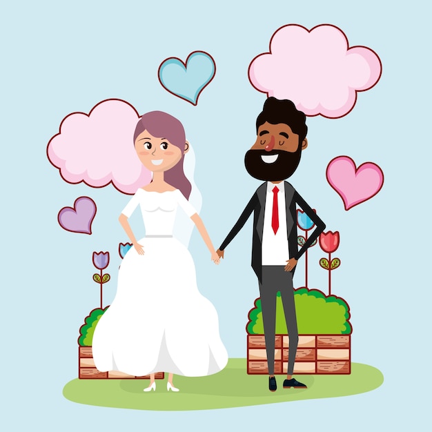 Vector wedding card design cartoon