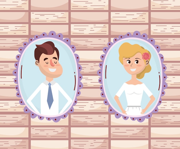 Wedding card design cartoon