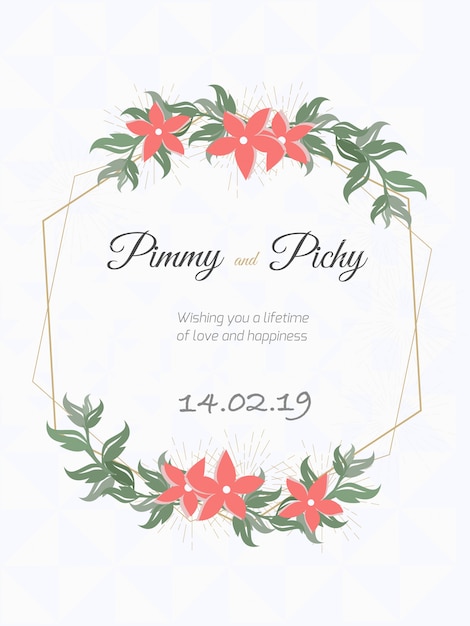 Wedding card or floral wedding invitation