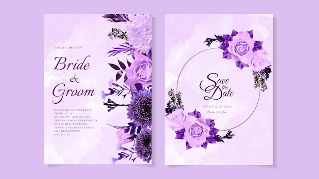 Wedding card invitation floral design invite with elegant flowers