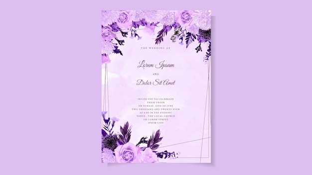 Wedding card invitation floral design invite with elegant flowers