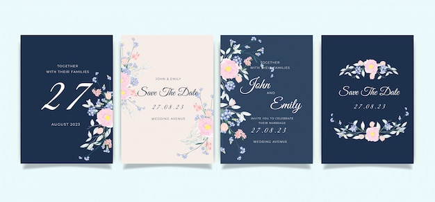 Vector wedding card invitation template collection