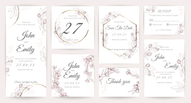 Wedding card invitation template collection