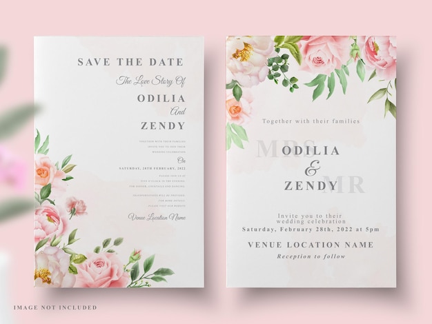 Vector wedding card   peony watercolor design