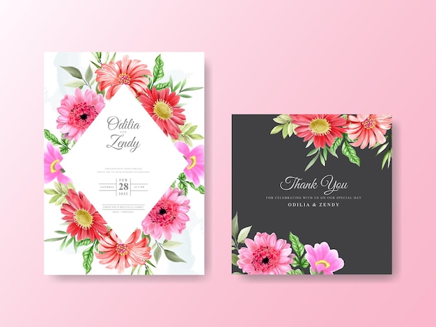 Wedding card set greenery floral design