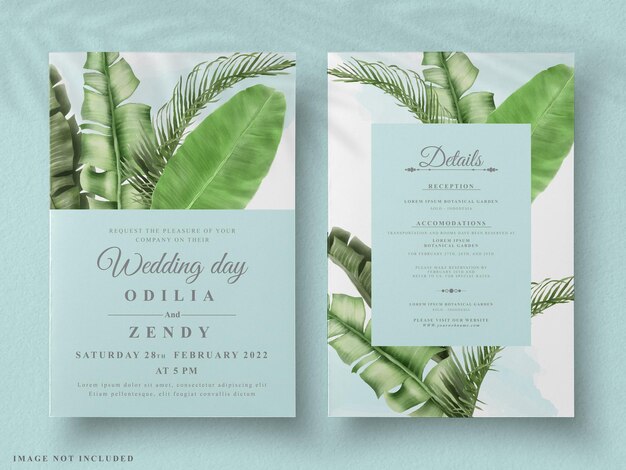 wedding card set greenery summer leaves