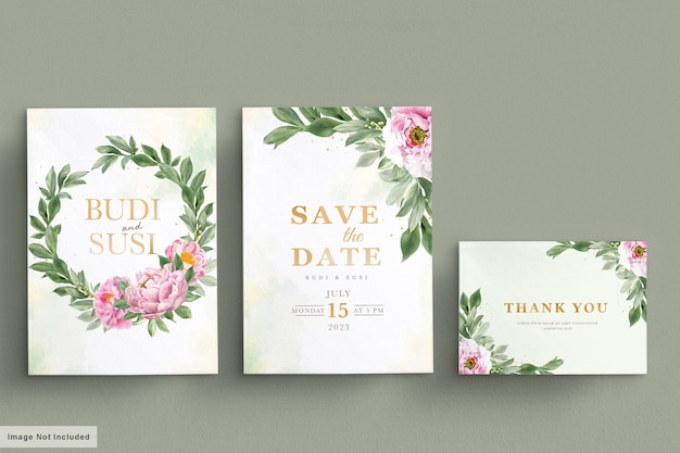 Wedding card set with beautiful floral and leaves