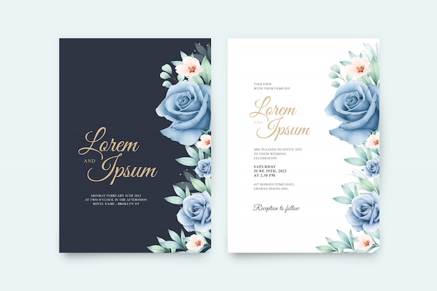 Свадебная открытка с красивыми цветами и акварелью laves