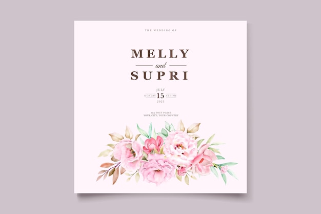 Vector wedding card set with beautiful watercolor floral