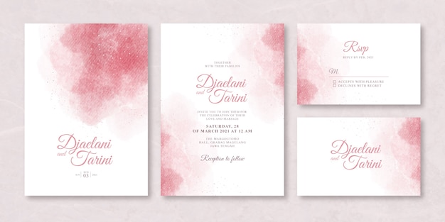 Wedding card set with splash watercolor