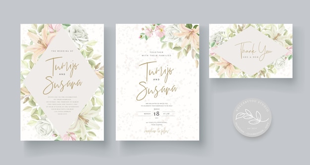 Wedding card template floral design