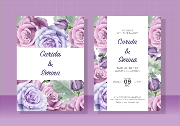 Vector wedding card template painted in watercolor