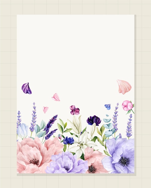 Wedding card template painted in watercolor