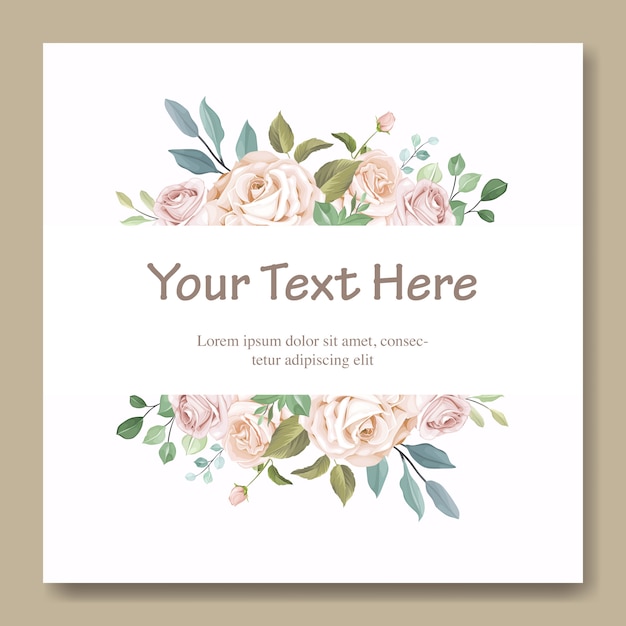 Wedding card template with beautiful floral wreath