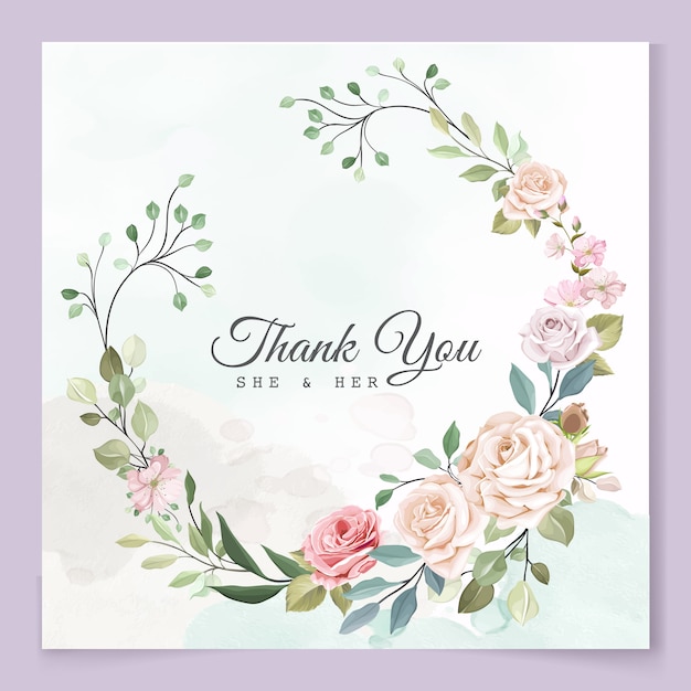 Wedding card template with beautiful floral wreath