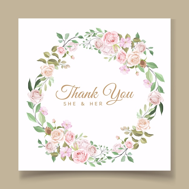 Wedding card template with beautiful floral wreath