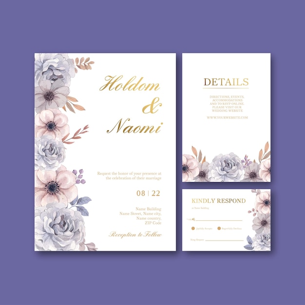 Шаблон свадебной открытки с цветочным пером в стиле бохо, акварельный стильxa