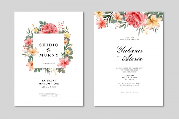 Vector wedding card template with floral frame multi purpose