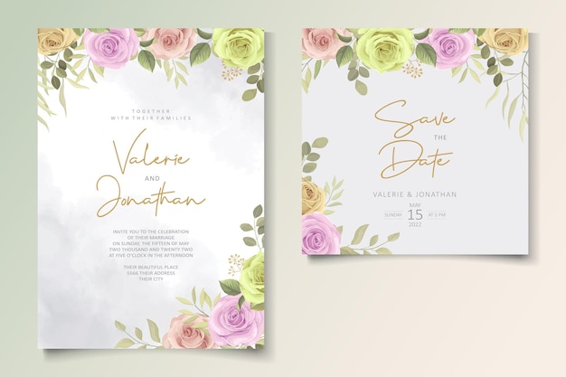 Wedding card template with floral theme