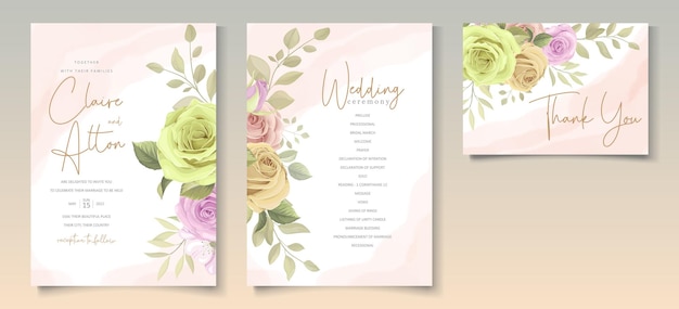 Wedding card template with floral theme