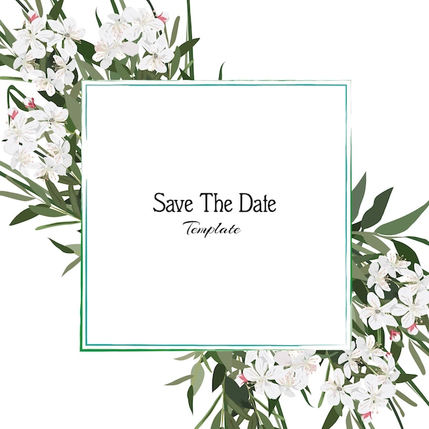 Wedding card template with leaf and flower