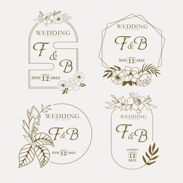 Wedding card text ornament frame monogram border template