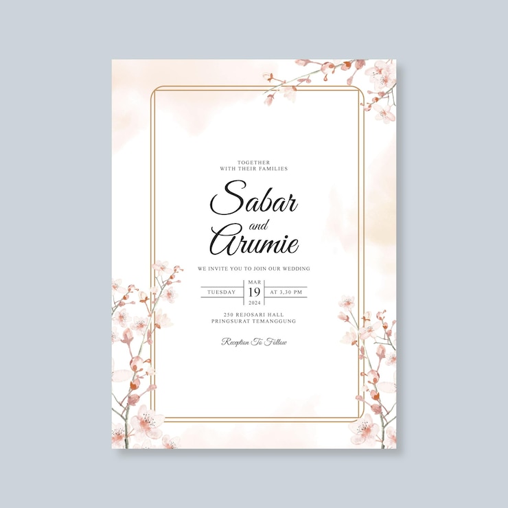 Wedding card watercolor template
