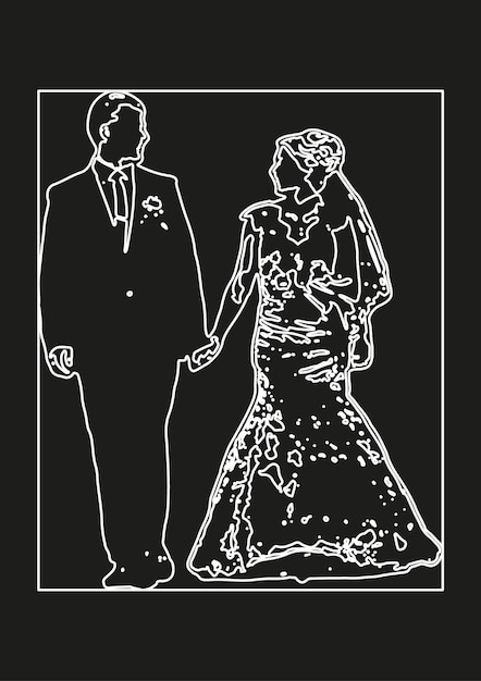 Wedding card, wedding invitation, bride and groom