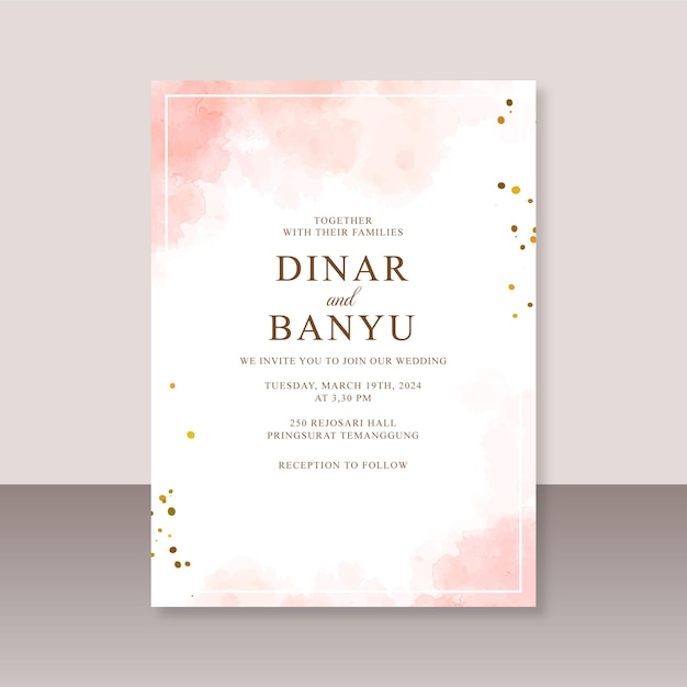 Wedding card with abstract splash watercolor