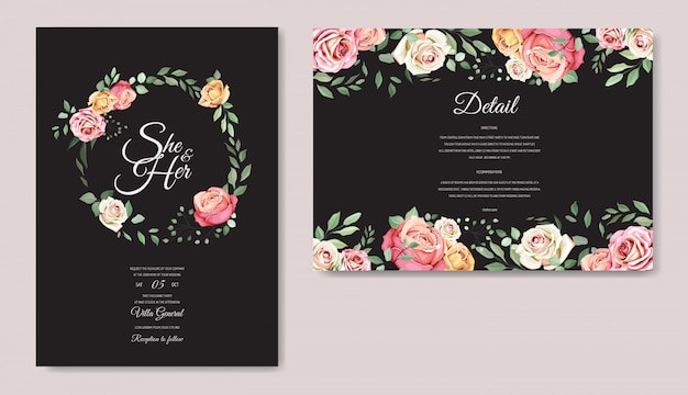 wedding card with beautiful floral template