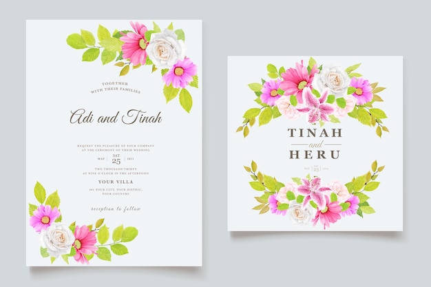 wedding card with floral ornament