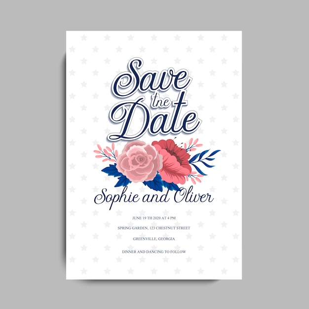 Wedding card with flower rose