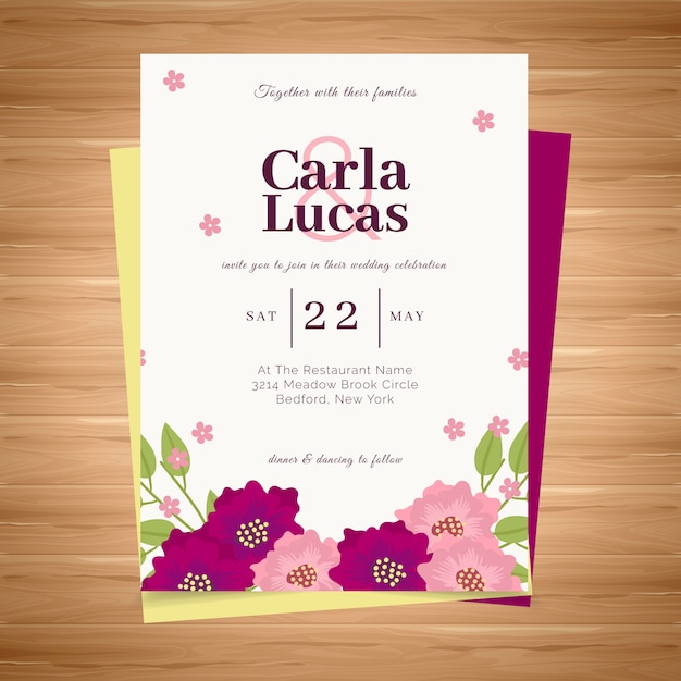 Wedding card with flowers