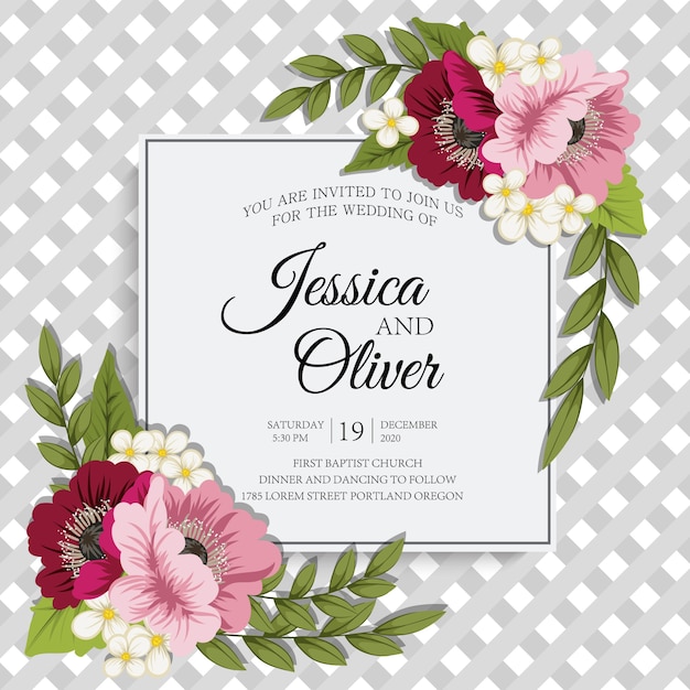 wedding card with flowers