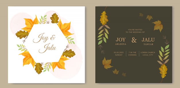 Wedding card with maple leaf