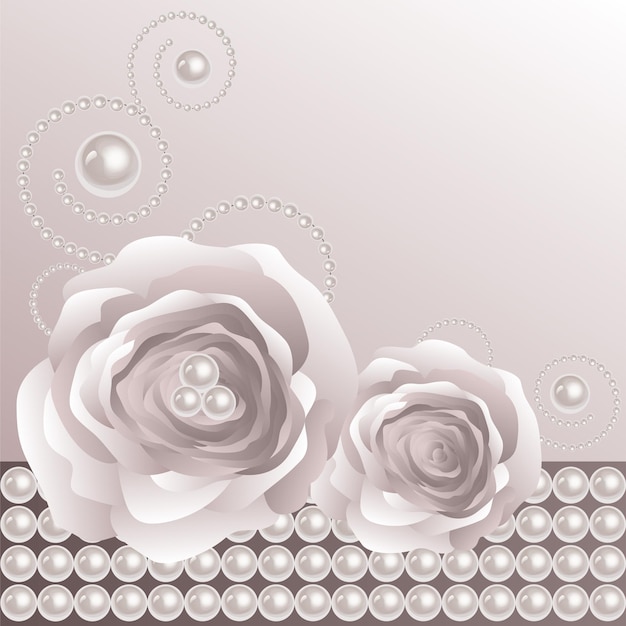 Vector wedding card with perls. event invitation.