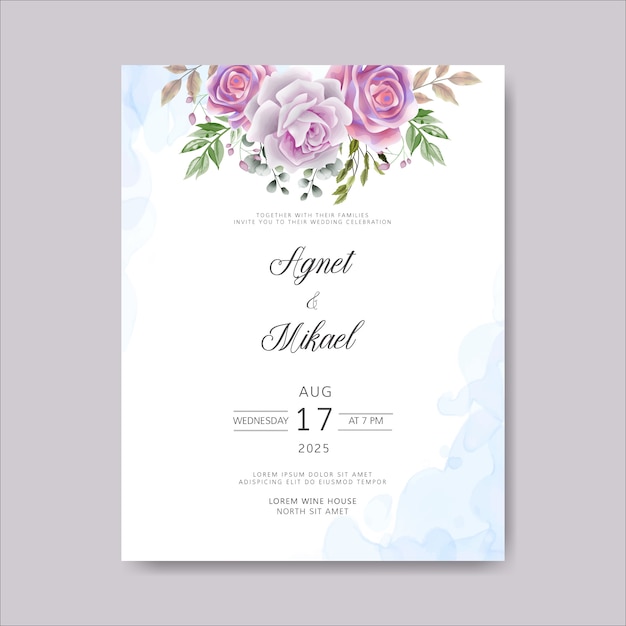 Wedding cards invitation with beautiful floral template