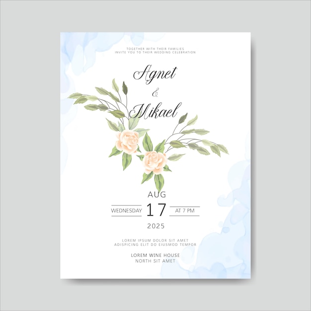 Wedding cards invitation with beautiful flower