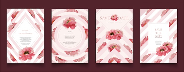 Wedding cards set with roses