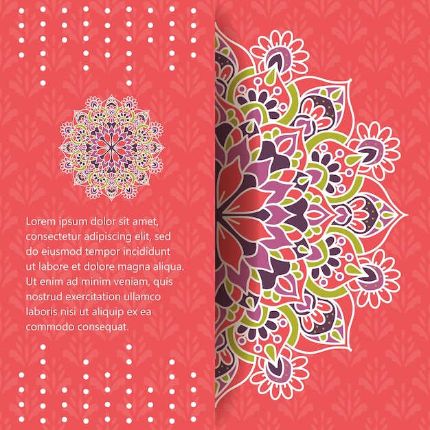 Wedding or celebration card with mandala ornament