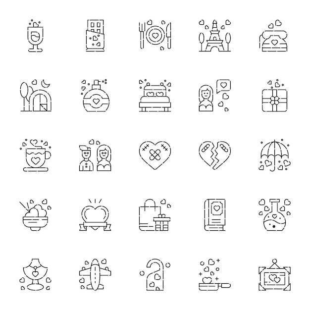 Wedding celebration icons collection UI icon set